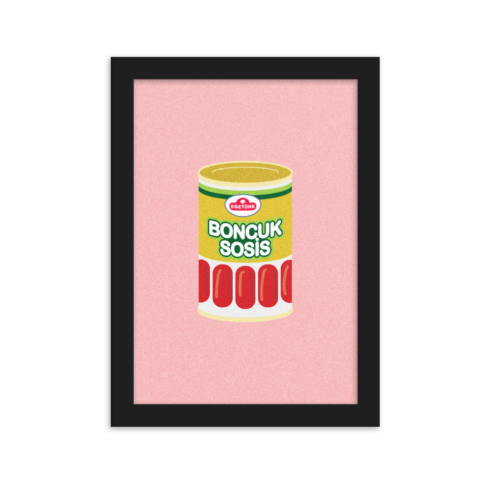 Boncuk sosis in a tin can on a print