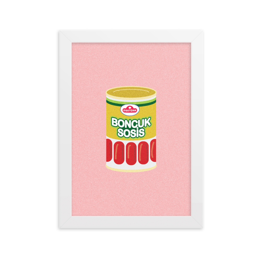 Boncuk sosis in a tin can on a print